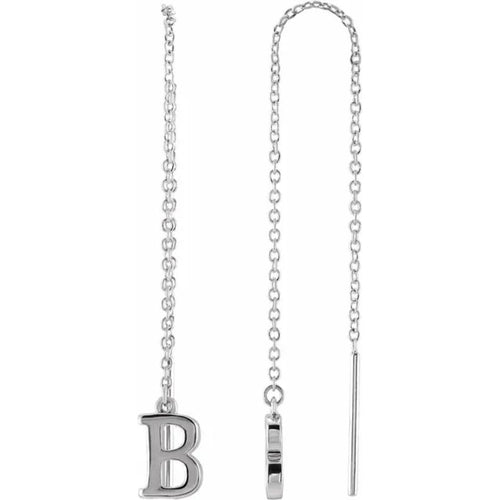 White Gold Initial Chain Earring