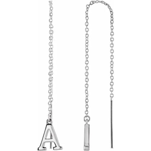 White Gold Initial Chain Earring