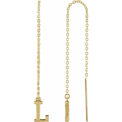 Yellow Gold Initial Chain Earring