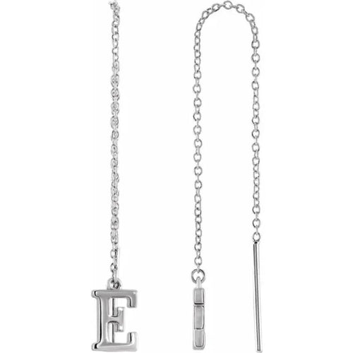 White Gold Initial Chain Earring