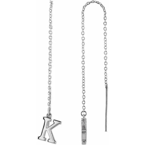 White Gold Initial Chain Earring