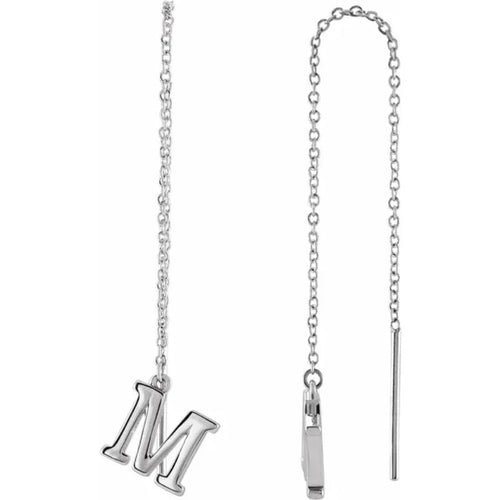 White Gold Initial Chain Earring