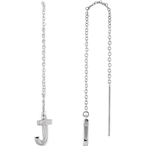 White Gold Initial Chain Earring