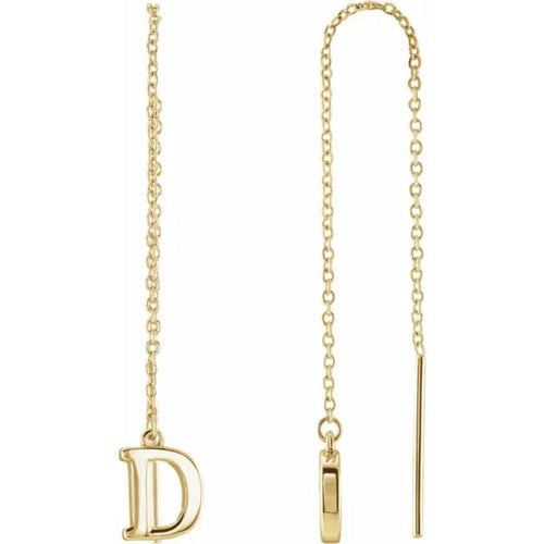Yellow Gold Initial Chain Earring