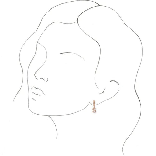 Rose Gold Initial Hinged Huggie Earring