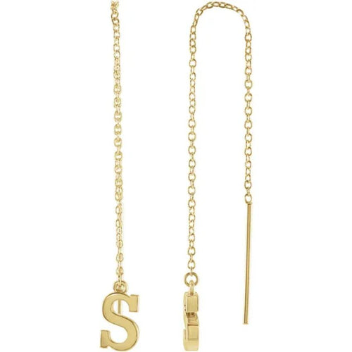 Yellow Gold Initial Chain Earring