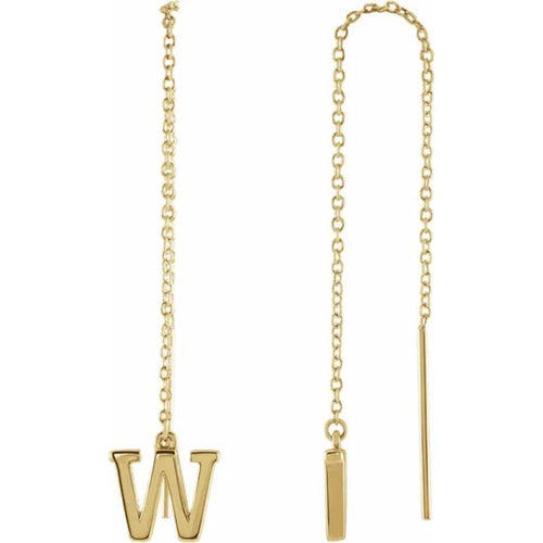 Yellow Gold Initial Chain Earring