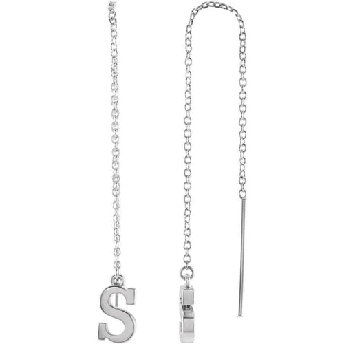 White Gold Initial Chain Earring