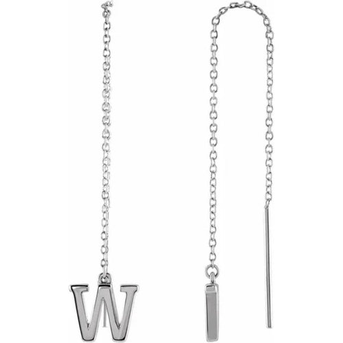 White Gold Initial Chain Earring