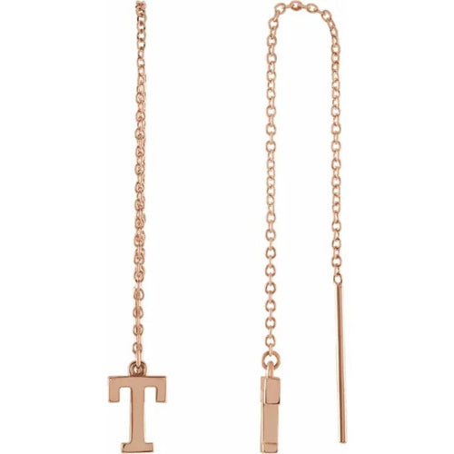 Rose Gold Initial Chain Earring