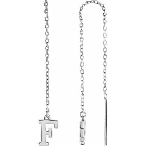 White Gold Initial Chain Earring