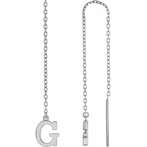 White Gold Initial Chain Earring