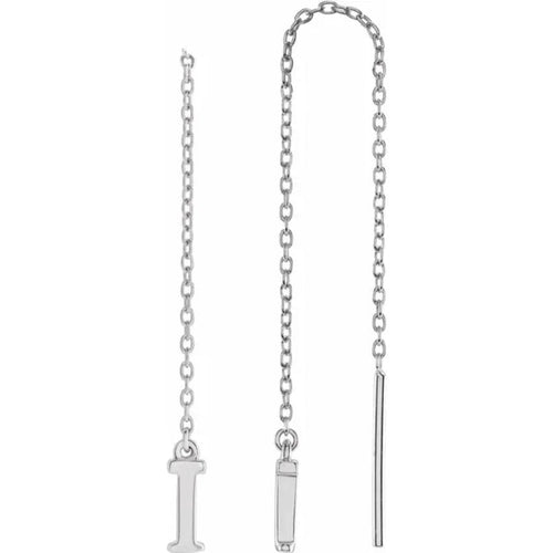 White Gold Initial Chain Earring