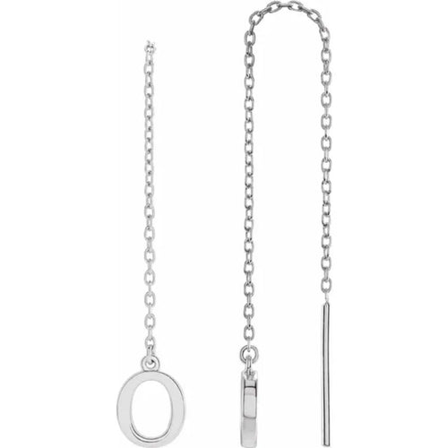 White Gold Initial Chain Earring
