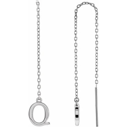 White Gold Initial Chain Earring