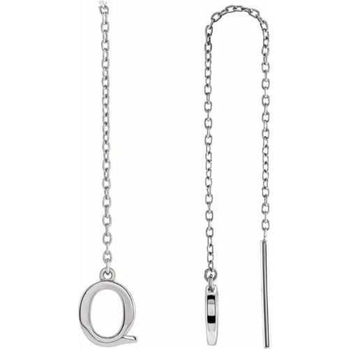 White Gold Initial Chain Earring