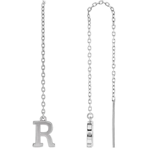 White Gold Initial Chain Earring