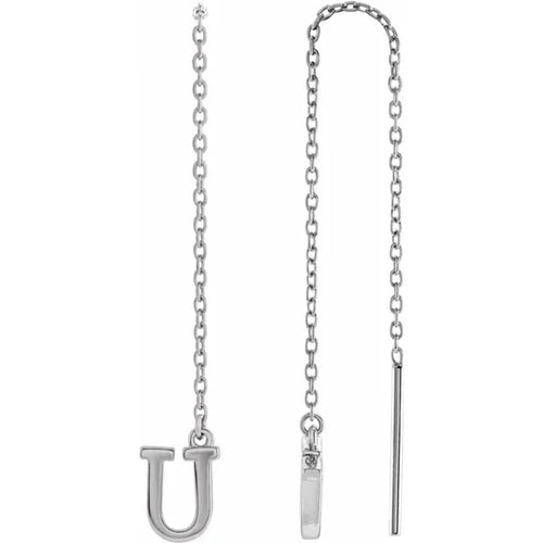 White Gold Initial Chain Earring