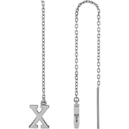 White Gold Initial Chain Earring