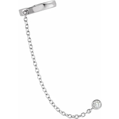 White Gold DIamond Chain Ear Cuff
