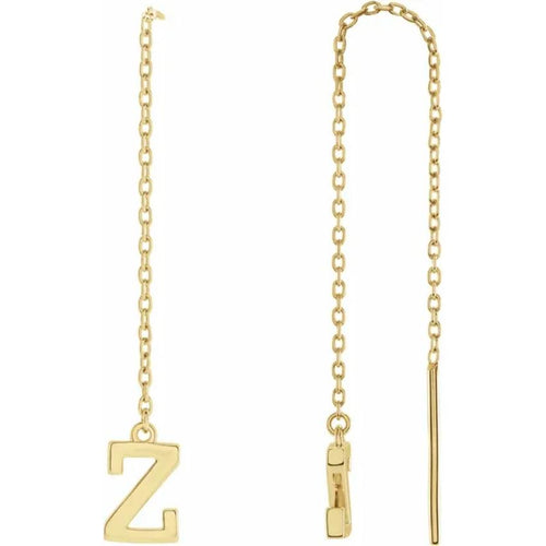 Yellow Gold Initial Chain Earring