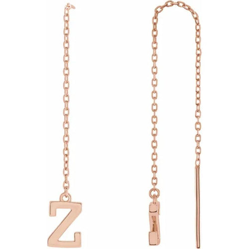 Rose Gold Initial Chain Earring