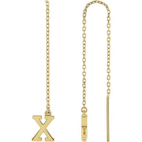 Yellow Gold Initial Chain Earring