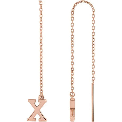 Rose Gold Initial Chain Earring
