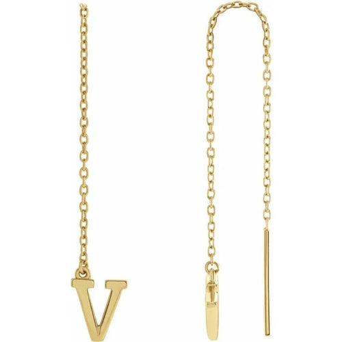 Yellow Gold Initial Chain Earring
