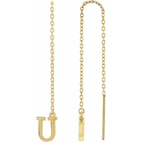 Yellow Gold Initial Chain Earring