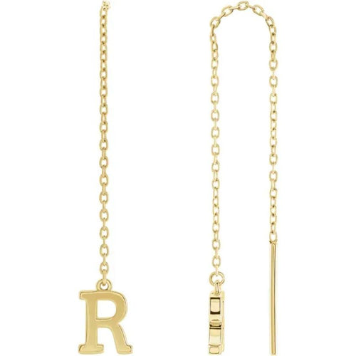 Yellow Gold Initial Chain Earring