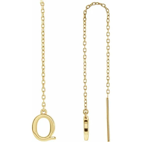 Yellow Gold Initial Chain Earring