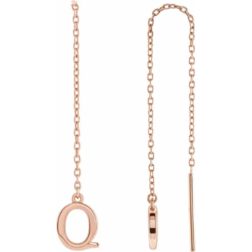 Rose Gold Initial Chain Earring