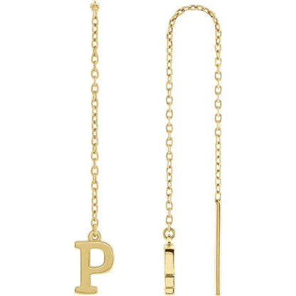 Yellow Gold Initial Chain Earring