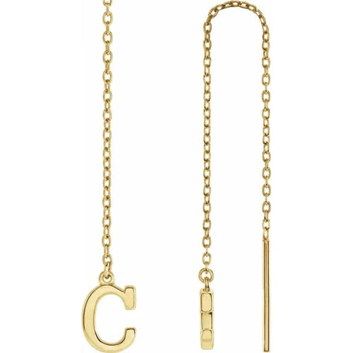 Yellow Gold Initial Chain Earring