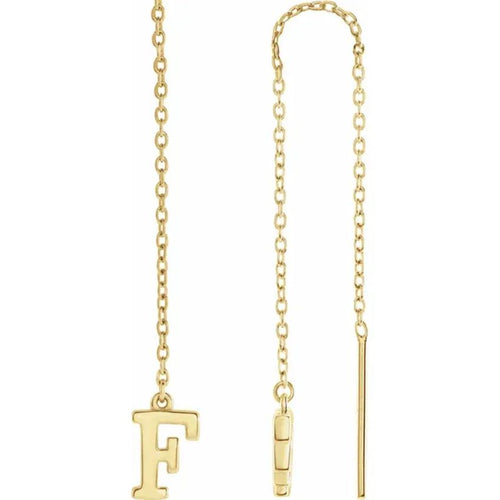 Yellow Gold Initial Chain Earring