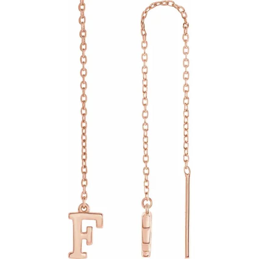 Rose Gold Initial Chain Earring