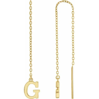 Yellow Gold Initial Chain Earring