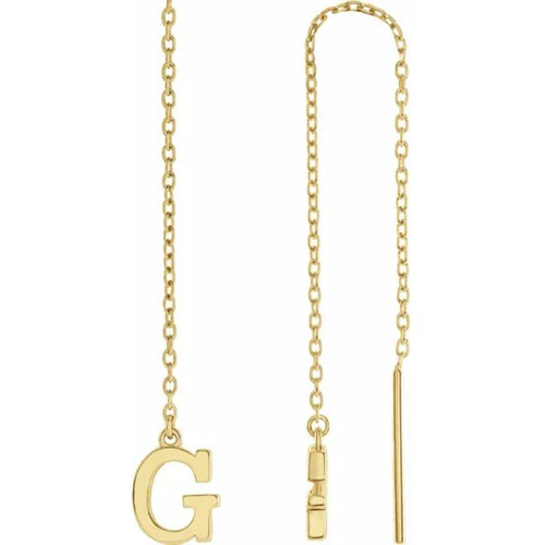 Yellow Gold Initial Chain Earring