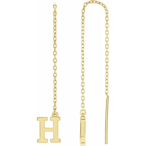 Yellow Gold Initial Chain Earring