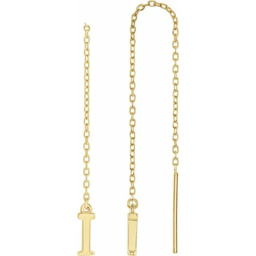 Yellow Gold Initial Chain Earring