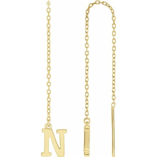 Yellow Gold Initial Chain Earring