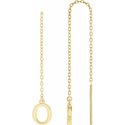Yellow Gold Initial Chain Earring