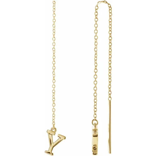 Yellow Gold Initial Chain Earring