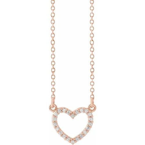 14K Rose Gold Diamond Petite Heart Necklace