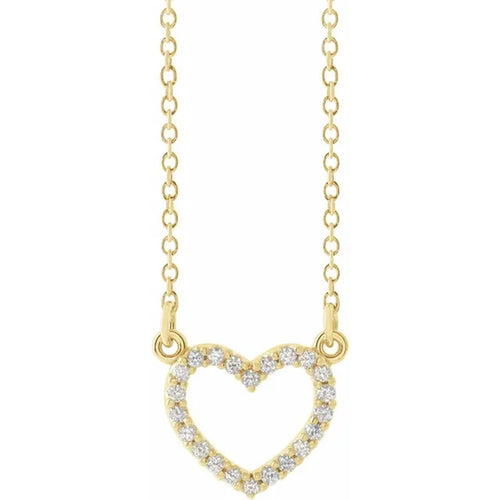 14K Yellow Gold Diamond Petite Heart Necklace