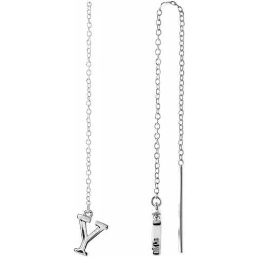 White Gold Initial Chain Earring