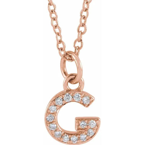 Rose Gold Lab Diamond Petite Initial Necklace