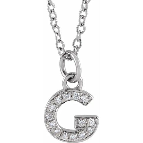 White Gold Lab Diamond Petite Initial Necklace