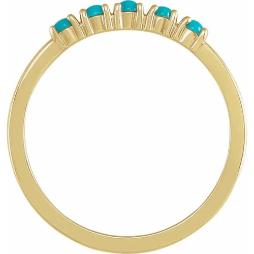 Yellow Gold Natural Turquoise Cabochon Stackable Ring